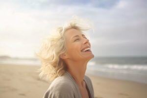 Smiling woman on beach